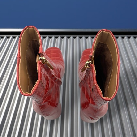 Sam Edelman Codie2 Rose Stucco Square Toed Croc Embossed Ankle Bootie 7 1/2 M - Picture 4 of 15